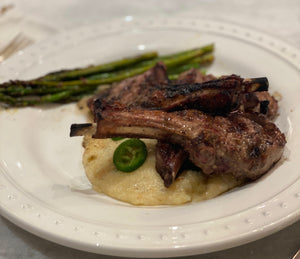 Grilled Lamb Lollipops & Jalapeno Cheese Grits